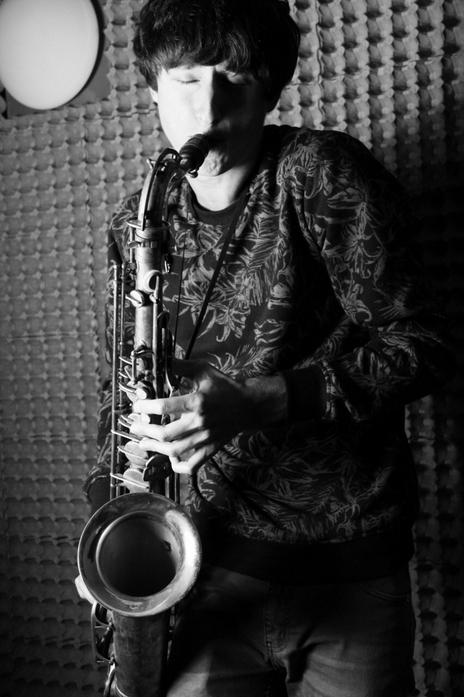 Ivan Shtompel from the IMIRA band plays the saxophone
